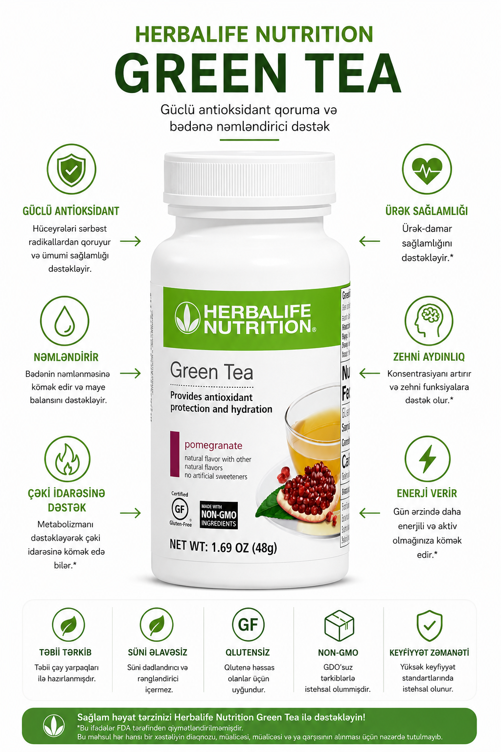Green Tea Pomegranate Zero Calorie Instant Tea