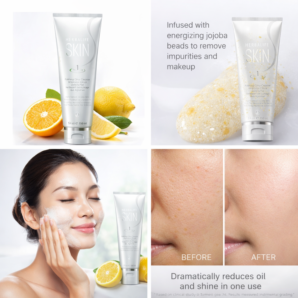 Citrus face cleanser with jojoba beads for smooth and refreshed skin
