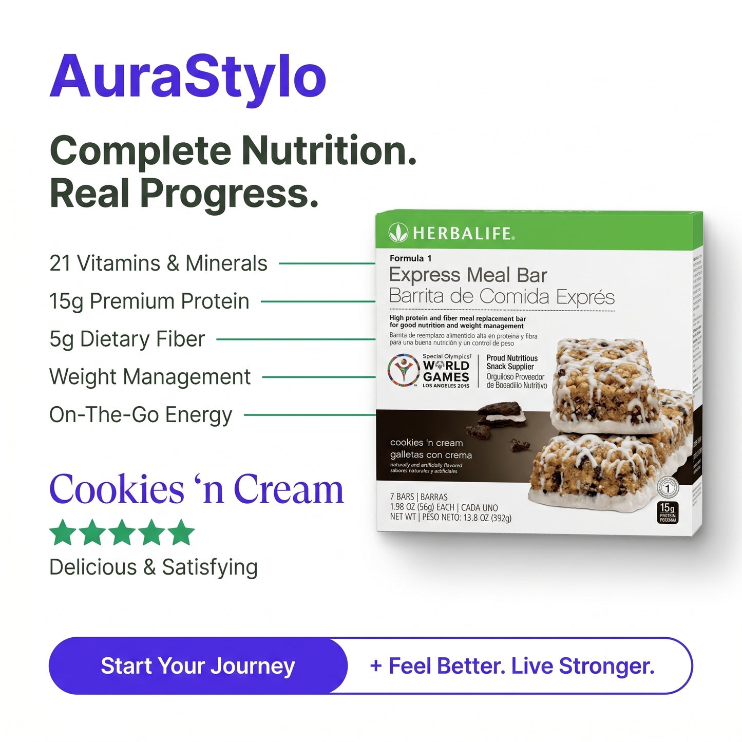 Formula 1 Express Meal Bar Cookies 'n Cream - 7 Bars
