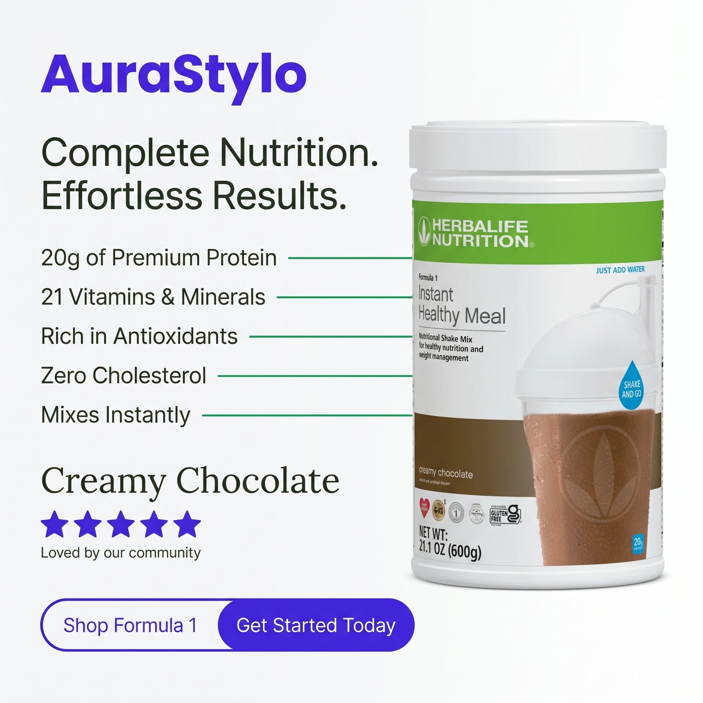Formula 1 Instant Healthy Meal Nutritional Shake Mix: Instant Creamy Chocolate