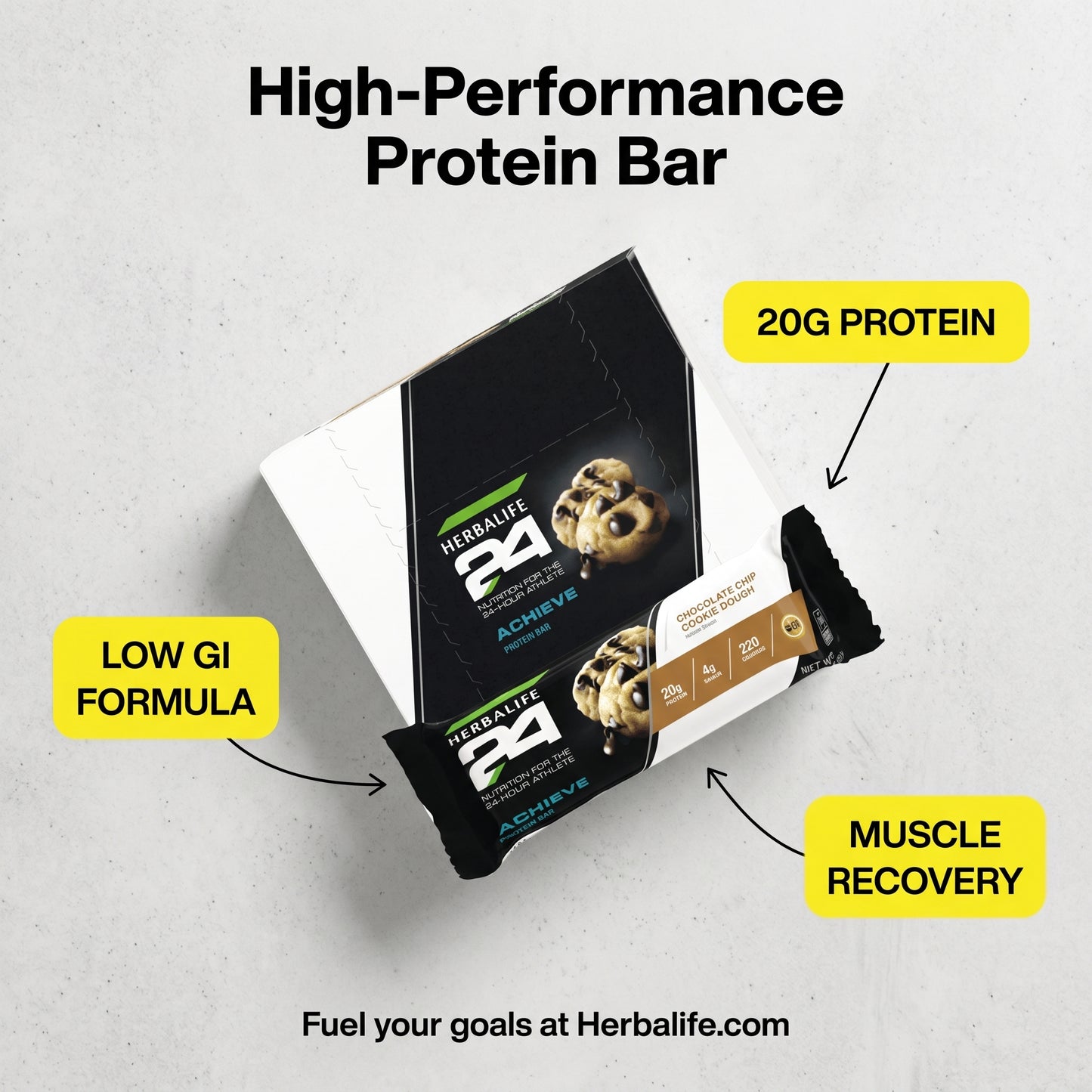 Herbalife24 Achieve Protein Bar: Chocolate Chip Cookie Dough 6 bars per box