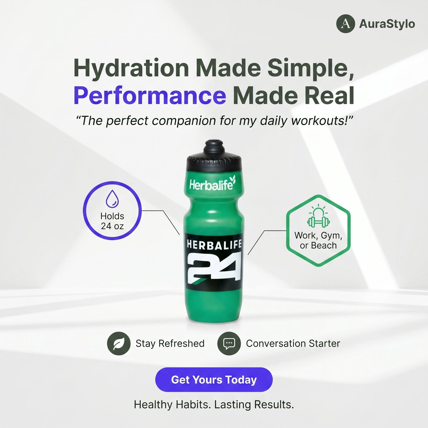 24oz Sports Water Bottle | Dual-Flow & Wide Open
