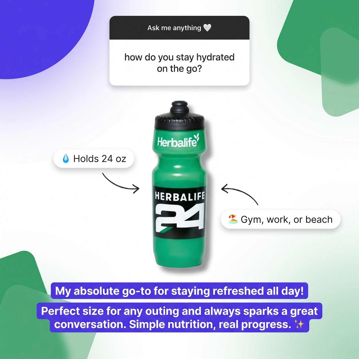 24oz Sports Water Bottle | Dual-Flow & Wide Open