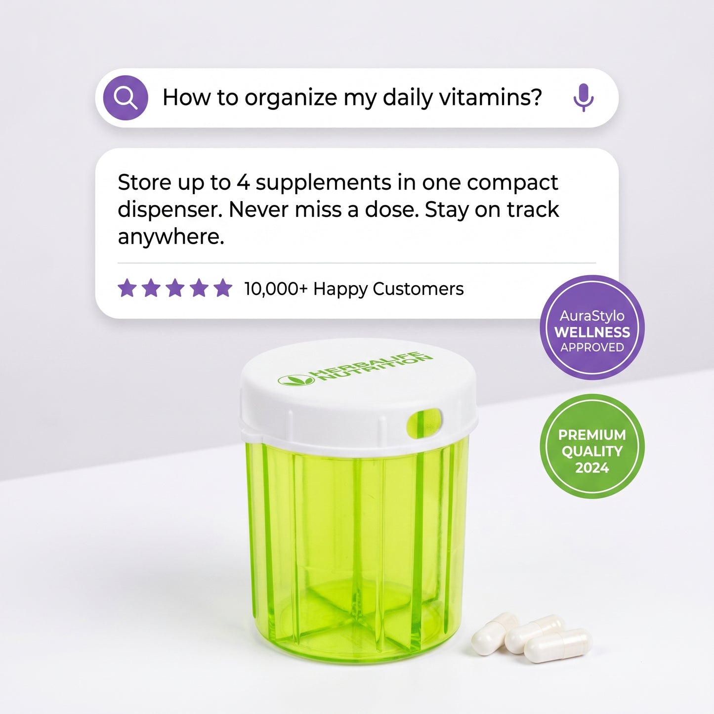 Tablet Dispenser: Store Your 4 Supplements