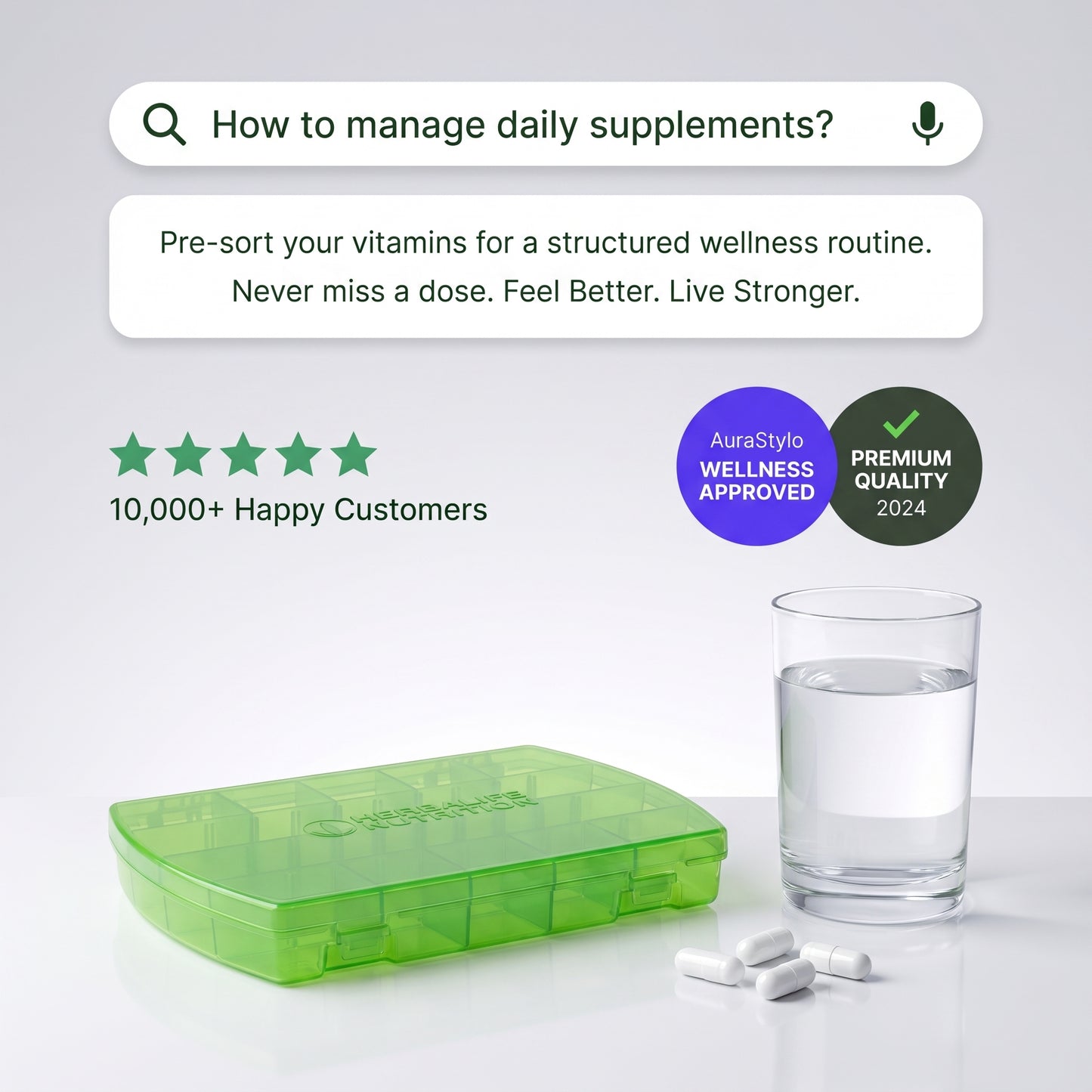 Tablet Box: 4 Sizes, Labels, Translucent Green