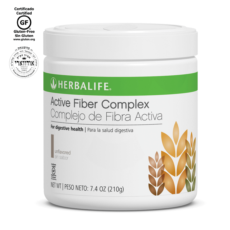 AuraStylo Active Fiber Complex container for digestive health, unflavored, gluten-free, 7.4 oz Herbalife product.