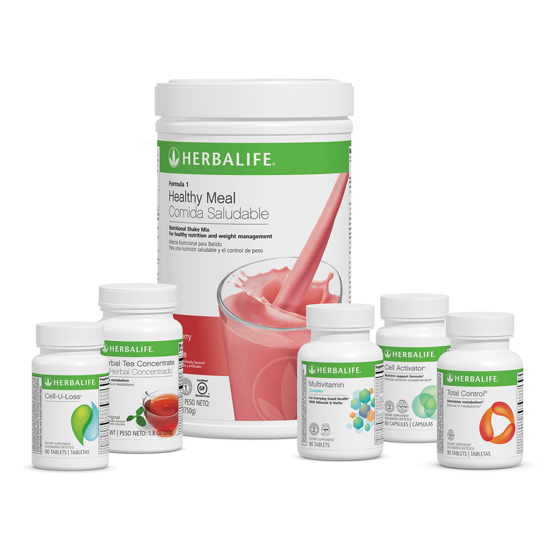 AuraStylo Advanced Program product lineup including meal replacement and wellness supplements for weight management.
