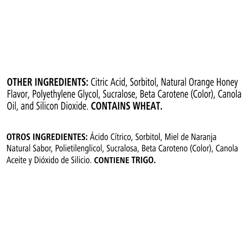 Ingredient list for Best Defense®: Orange Boost, including natural flavors and allergens like wheat.