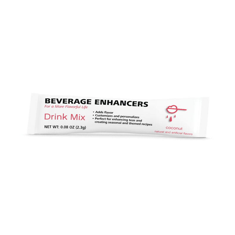 AuraStylo Beverage Enhancers drink mix packet for adding coconut flavor to beverages.