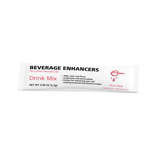 AuraStylo Beverage Enhancers Drink Mix packet for adding flavor to drinks, featuring blue blast flavor.