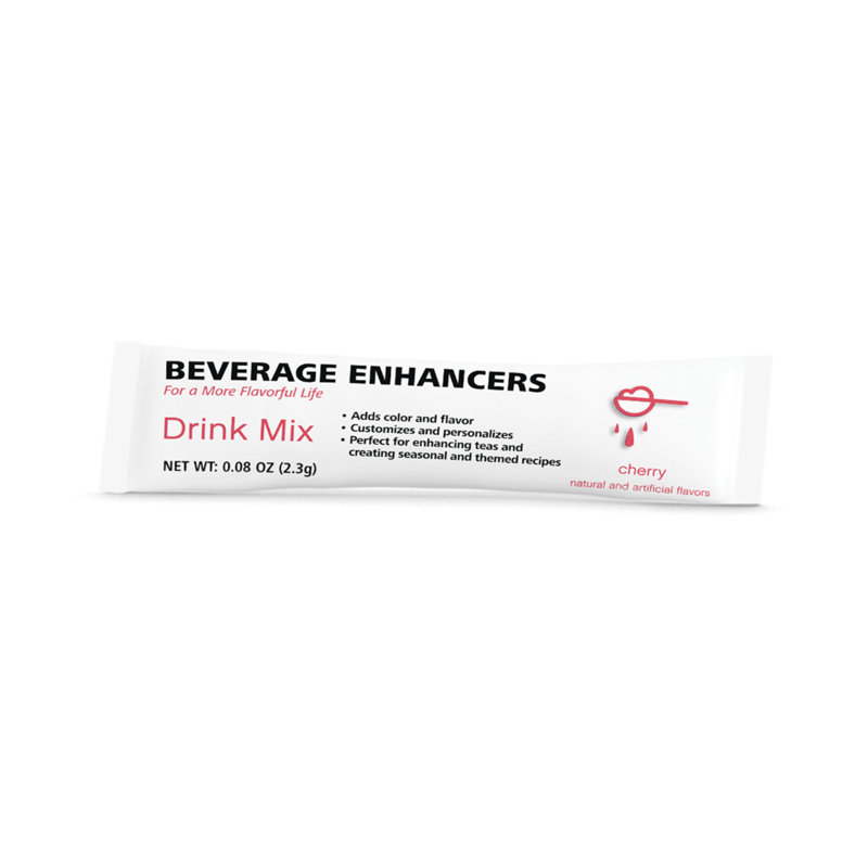 Beverage Enhancers Drink Mix packet in cherry flavor by AuraStylo for enhancing beverages with natural and artificial flavors.