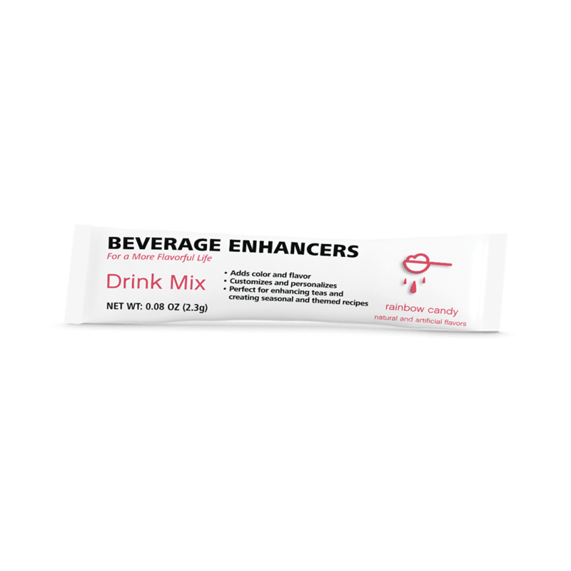 AuraStylo Beverage Enhancers Drink Mix packet for enhancing flavors in beverages, featuring rainbow candy flavor.