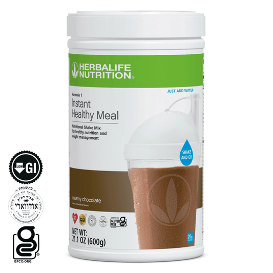 Formula 1 Instant Healthy Meal Nutritional Shake Mix by AuraStylo in creamy chocolate flavor, 21.1 oz container.