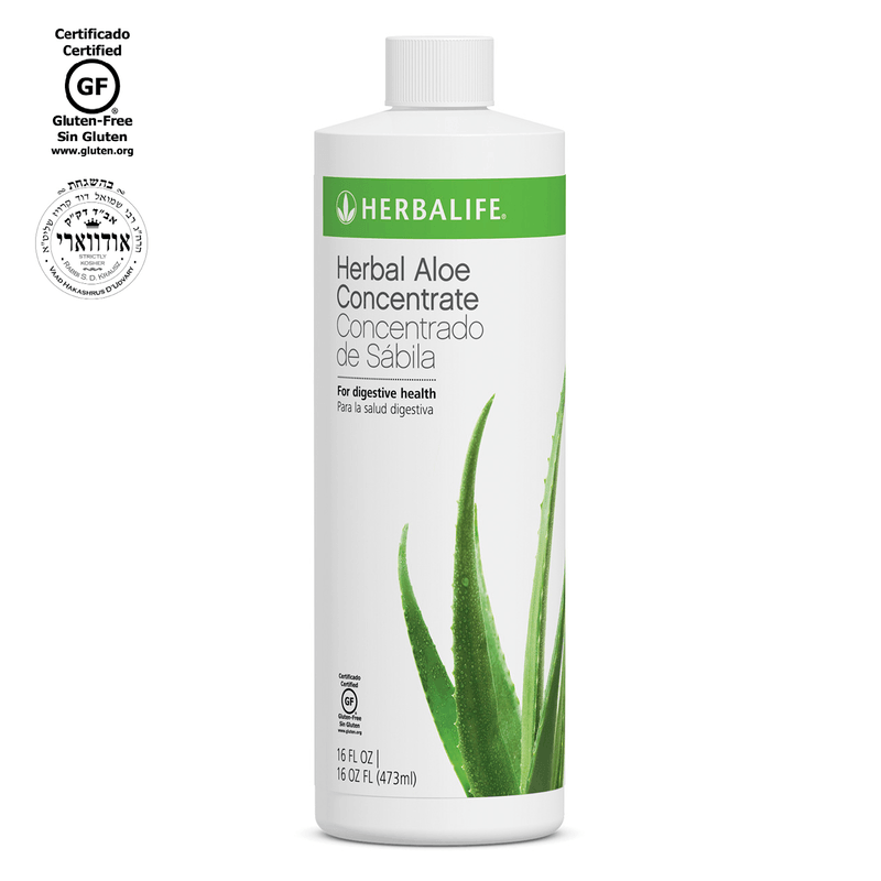 AuraStylo Herbal Aloe Concentrate bottle for digestive health, gluten-free, premium aloe vera, soothing drink alternative.