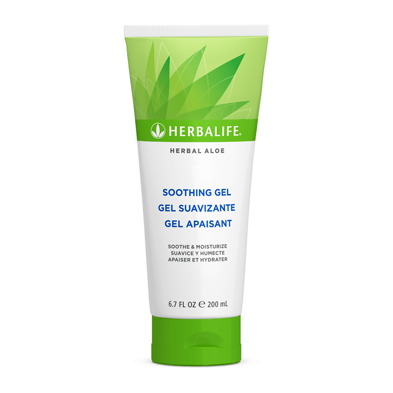 AuraStylo Herbal Aloe Soothing Gel in a green tube for moisturizing and soothing skin.