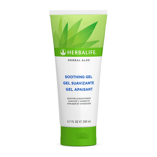 AuraStylo Herbal Aloe Soothing Gel in a green tube for moisturizing and soothing skin.