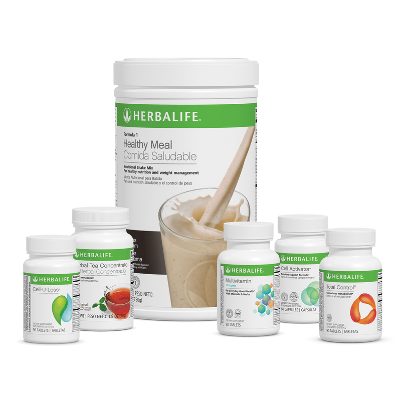 AuraStylo Advanced program featuring Herbalife Healthy Meal shakes and supplements for effective weight management.