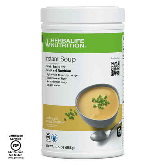 Instant Soup by AuraStylo featuring chicken and vegetables flavor, high protein snack for quick nutrition.