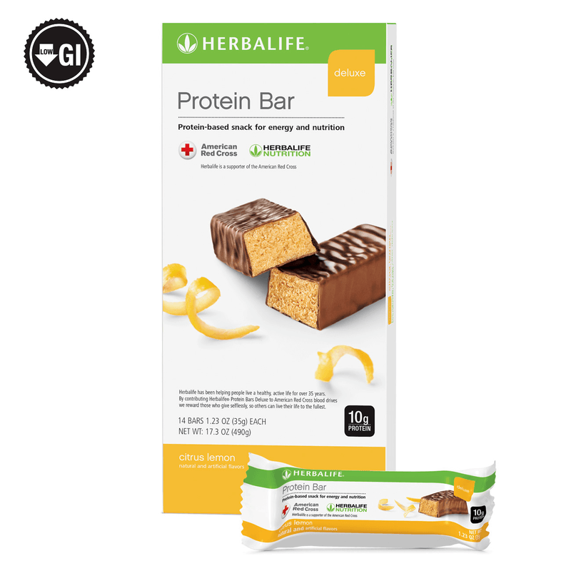 Protein Bar Deluxe by AuraStylo, protein-based snack with citrus lemon flavor and milk chocolate coating.
