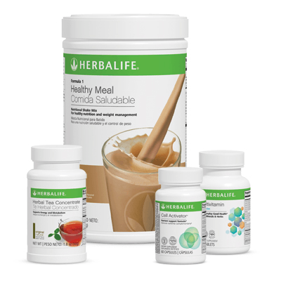 AuraStylo Quickstart Program products including Herbalife shake mix and supplements for healthy lifestyle.