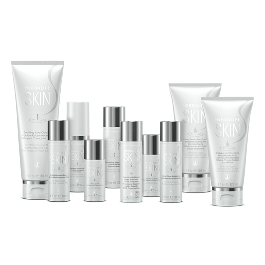 Herbalife SKIN Ultimate program products in various sizes for healthy skin care routine.