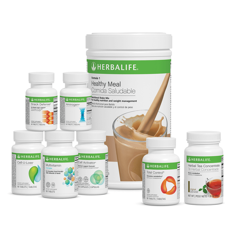 Image of AuraStylo Ultimate Program featuring Herbalife products for weight management and health support.