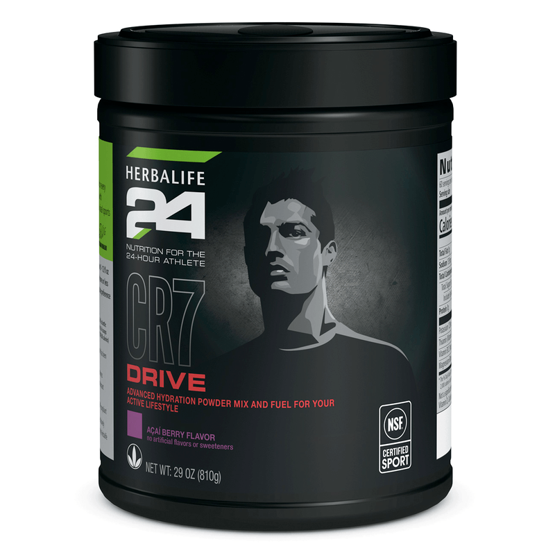 Herbalife24 CR7 Drive Açaí Berry 29 Oz container for enhanced hydration and performance during workouts.