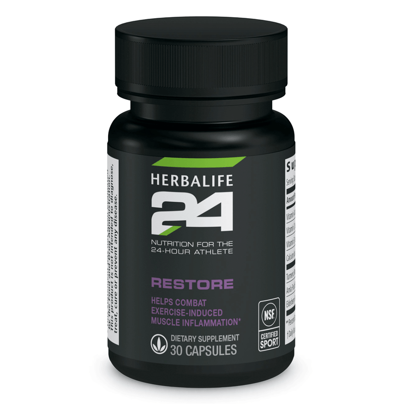 Herbalife24 Restore: Combat Exercise Inflammation  supplement bottle on a white background