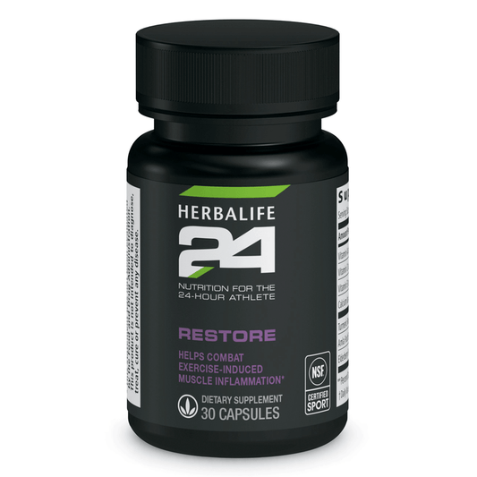 Herbalife24 Restore: Combat Exercise Inflammation  supplement bottle on a white background