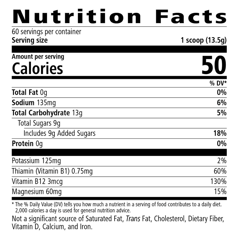 Nutrition facts for Herbalife24 CR7 Drive Açaí Berry drink showing calories and nutrients per serving.