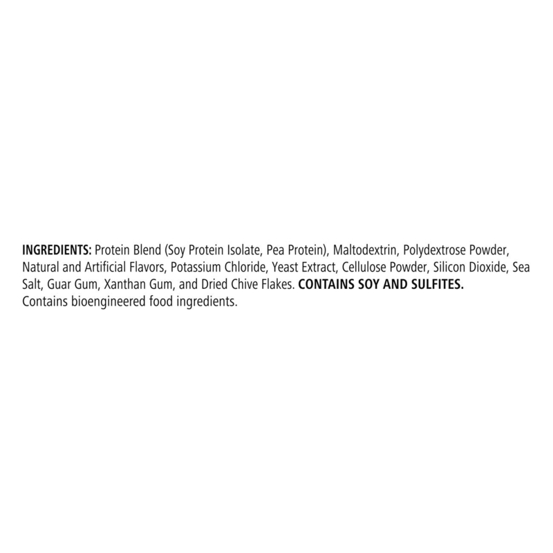 Ingredient list for Instant Soup: Chicken and vegetables flavor highlighting protein blend and allergens.