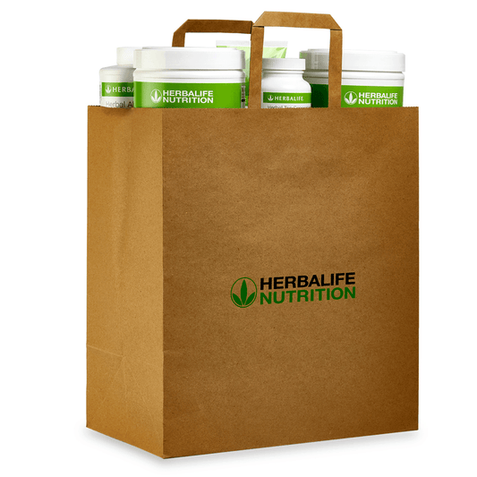 AuraStylo Herbalife Nutrition paper bag containing Herbalife products, eco-friendly design, set of 10.