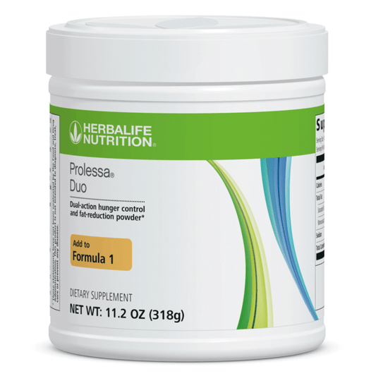 AuraStylo Prolessa Duo dietary supplement container for hunger control and fat reduction.