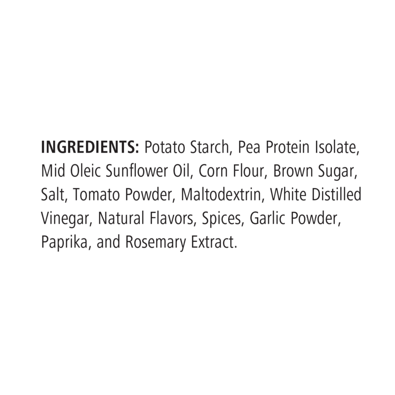 Ingredients list for Protein Chips by AuraStylo: Potato starch, pea protein isolate, and various seasonings.