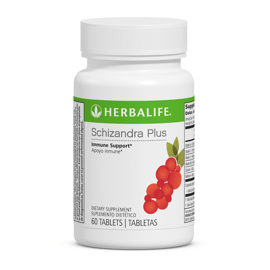 Herbalife Schizandra Plus supplement bottle on a white background
