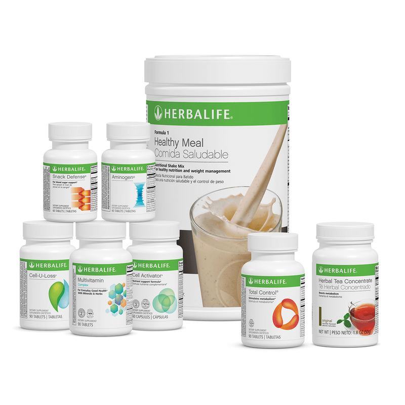 AuraStylo collection of Herbalife products including shakes and supplements for weight management.
